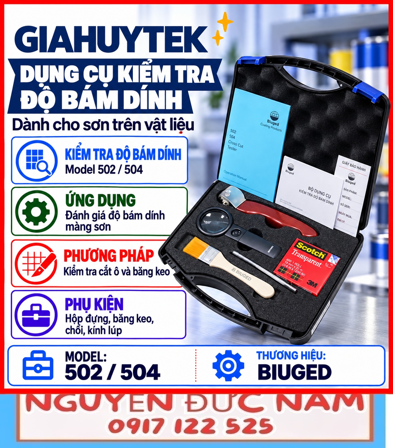 Đọc ô cắt bám dính sơn với Biuged BGD 502, 504